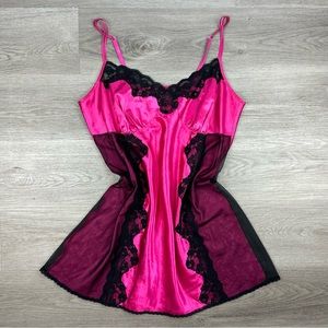 Vintage Hot Pink Silky Sexy Negligee Size XXL